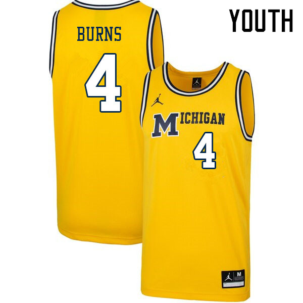 Youth #4 Ian Burns Michigan Wolverines College Basketball Jerseys Sale-Throwback - Click Image to Close